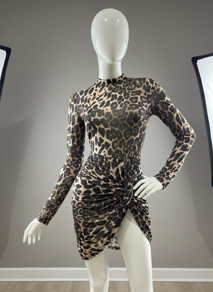 Abito Mini Cut-Out a Schiena Scoperta – Leopard Vibes