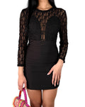 Abito Mini "Queen Style" in Pizzo  – Nero