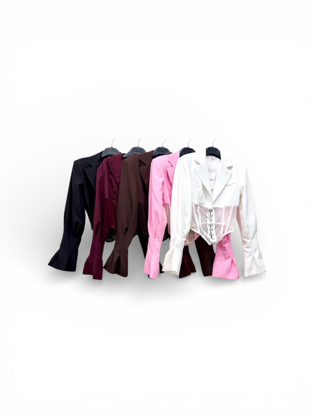 Blazer Crop con Inserto Corsetto e Gancetti