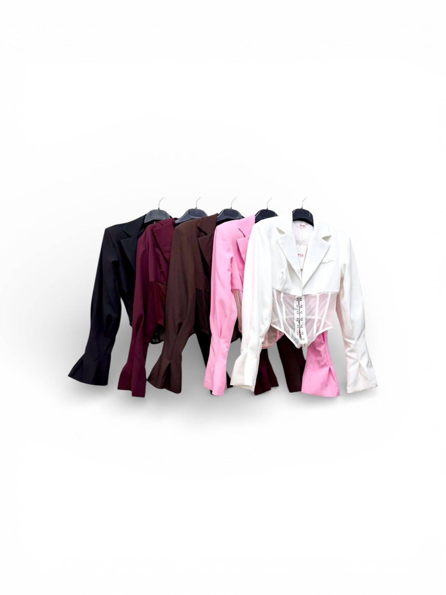 Blazer Crop con Inserto Corsetto e Gancetti