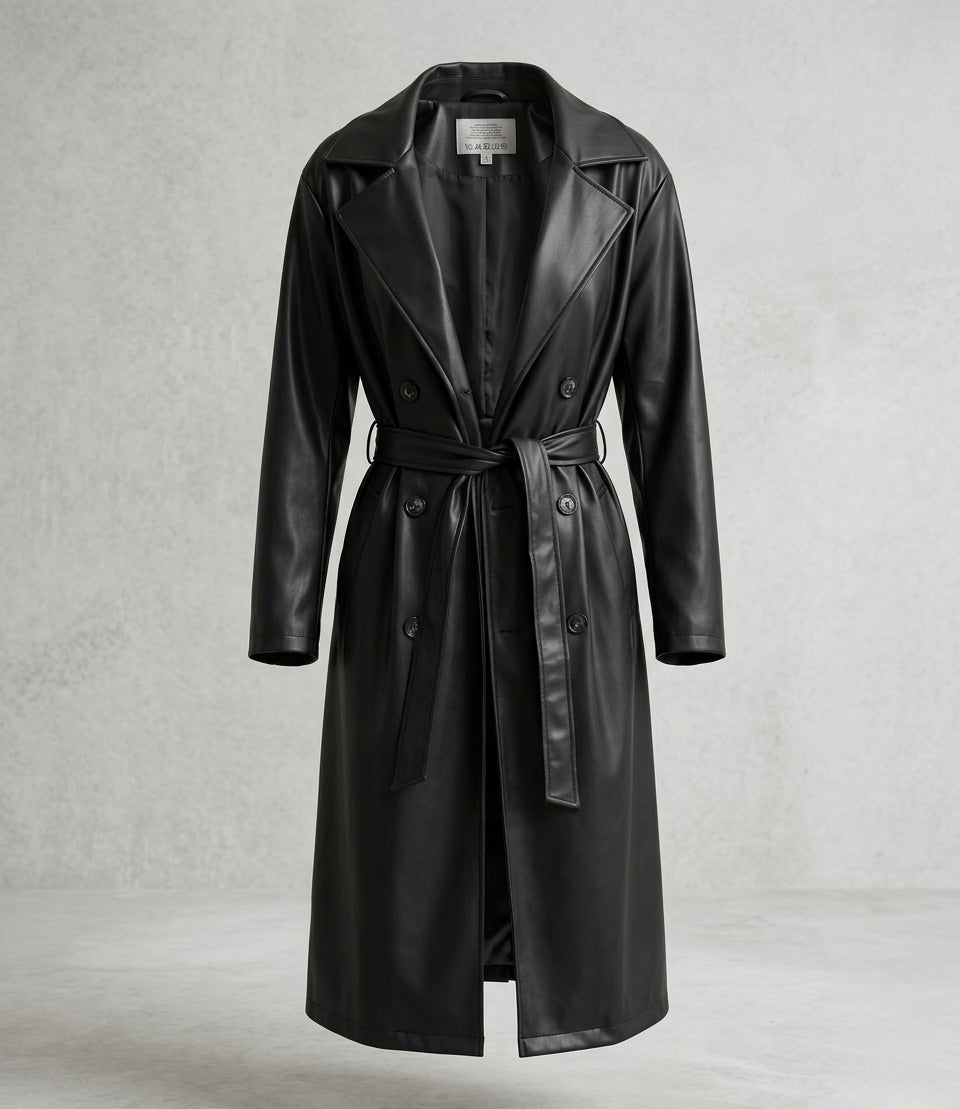 Trench Lungo in Ecopelle – Eleganza