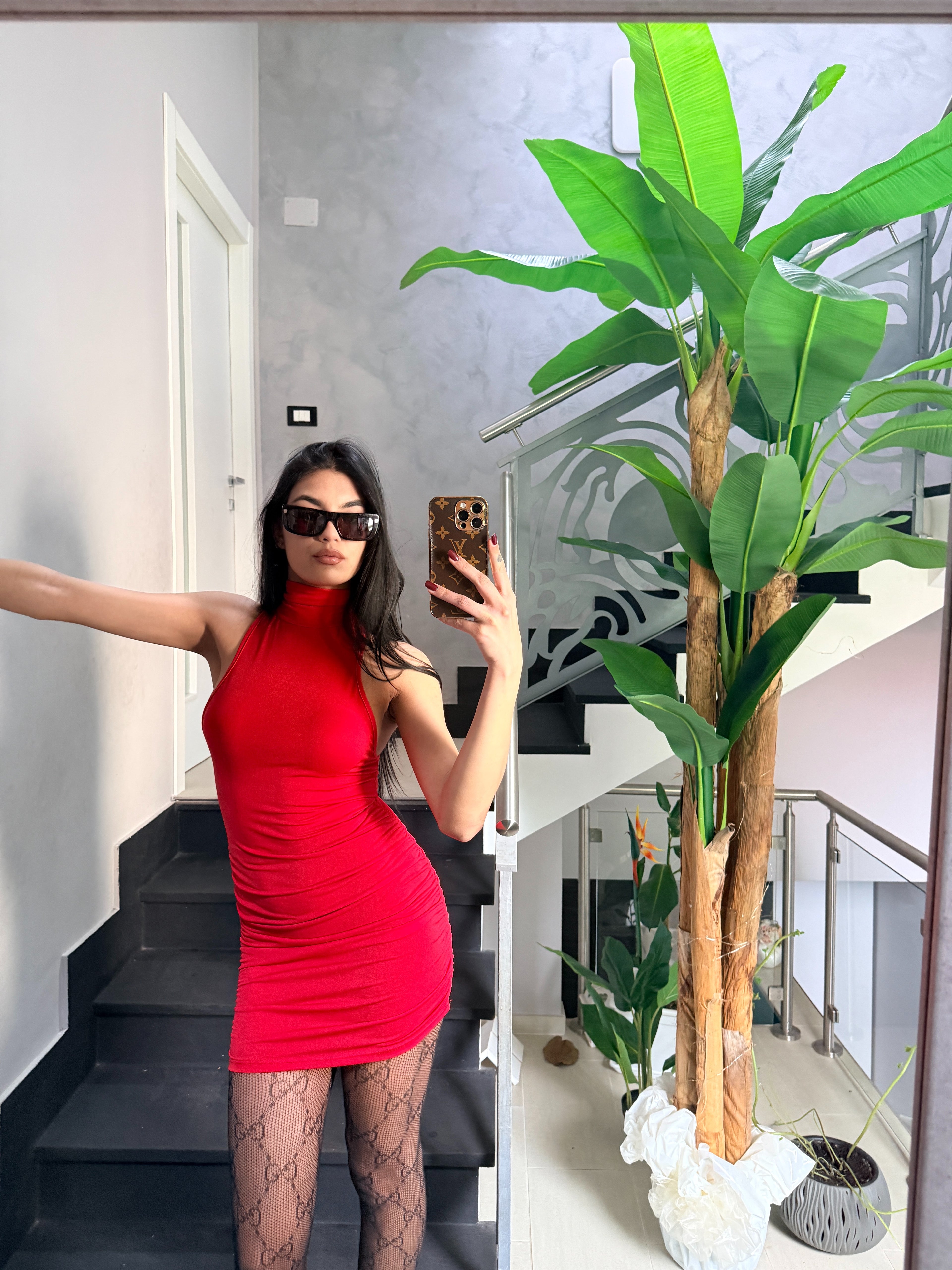 Mini Dress Ruched Red – Eleganza Audace