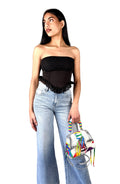 Top Bustier a Fascia con Dettagli in Pizzo