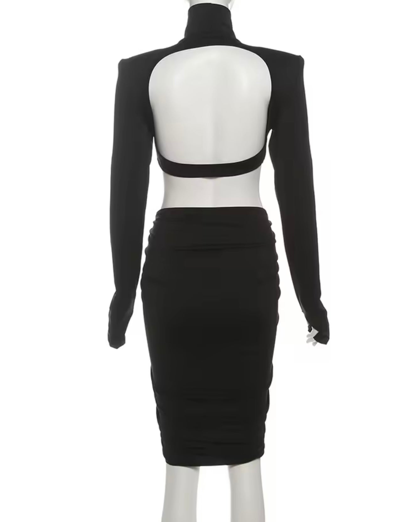 Abito Midaxi Noir Sculpt: Spalline Imbottite e Cut-Out