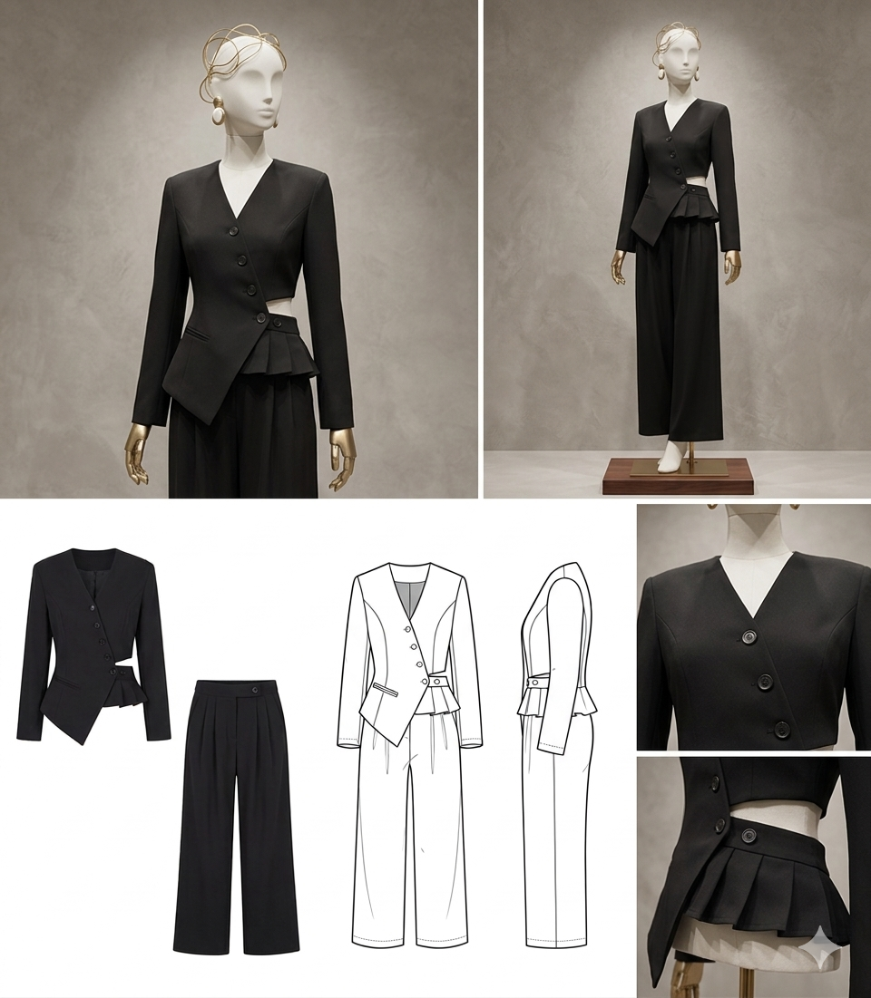 Tailleur Avant-Garde Asimmetrico – Black Editorial Set