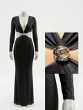 Abito Maxi "Eclissi Scintillante" – Black Lurex con Dettaglio Nodo Gioiello