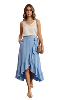 Gonna Maxi a Portafoglio Regolabile con Volant – Blu Navy