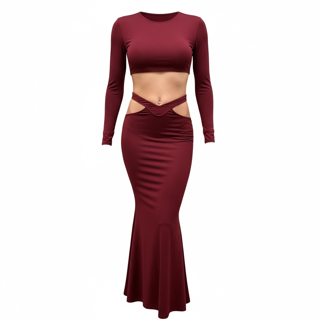 Set Coordinato "Midnight Siren" – Crop Top & Gonna a Sirena