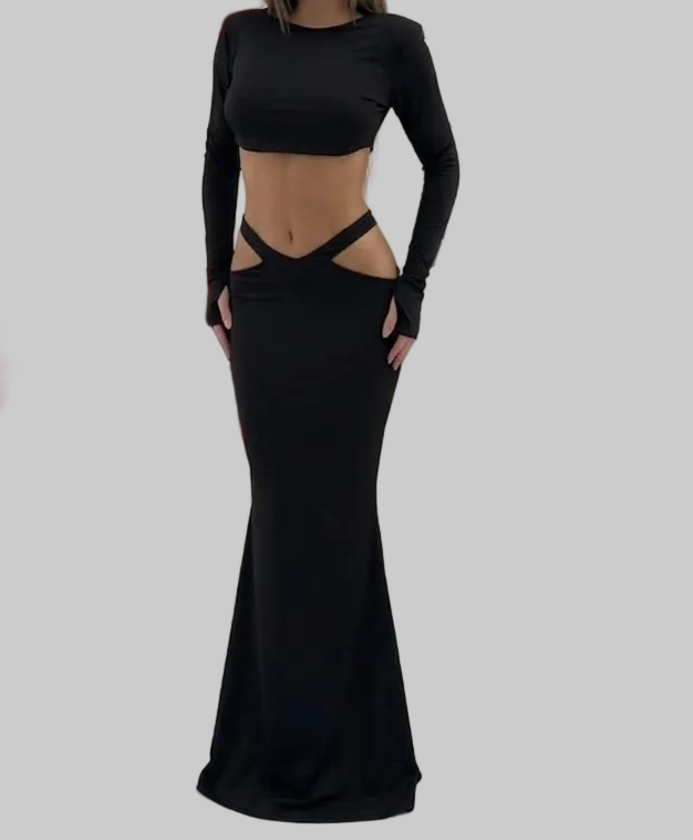 Set Coordinato "Midnight Siren" – Crop Top & Gonna a Sirena