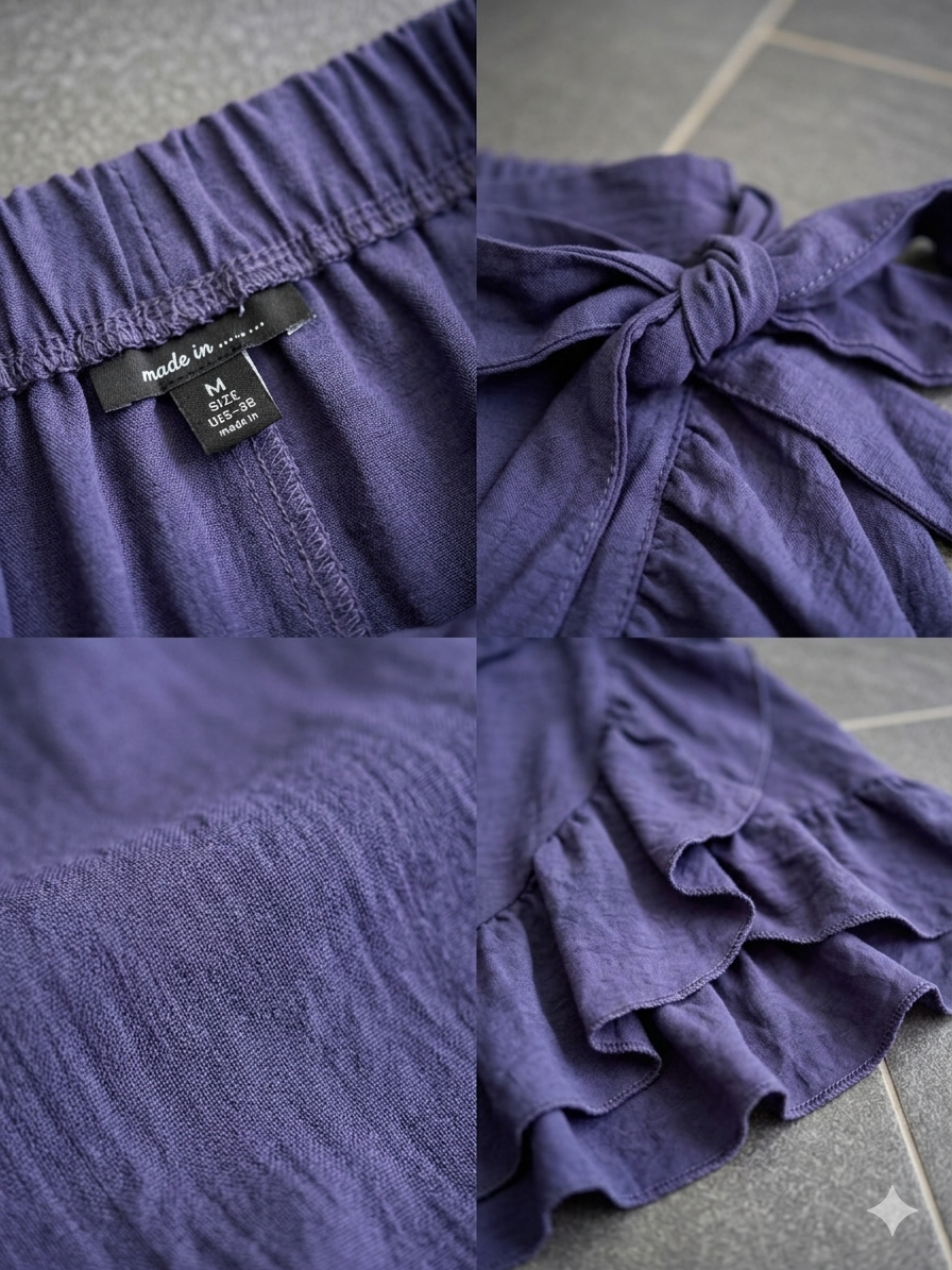 Gonna Maxi a Portafoglio Regolabile con Volant – Blu Navy