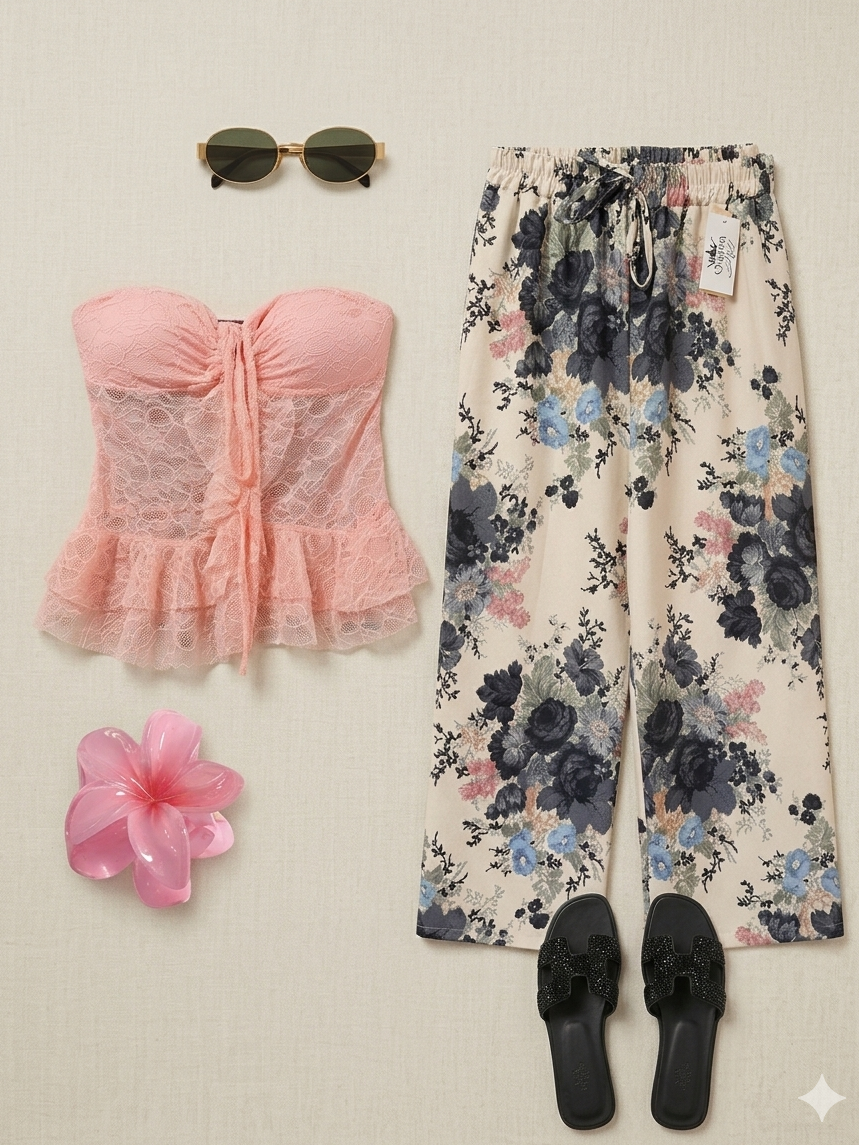 Titolo: Pantalone Palazzo a Fantasia Floreale – Comfort & Stile