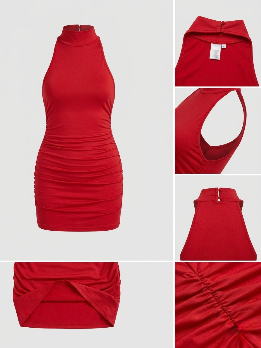Mini Dress Ruched Red – Eleganza Audace