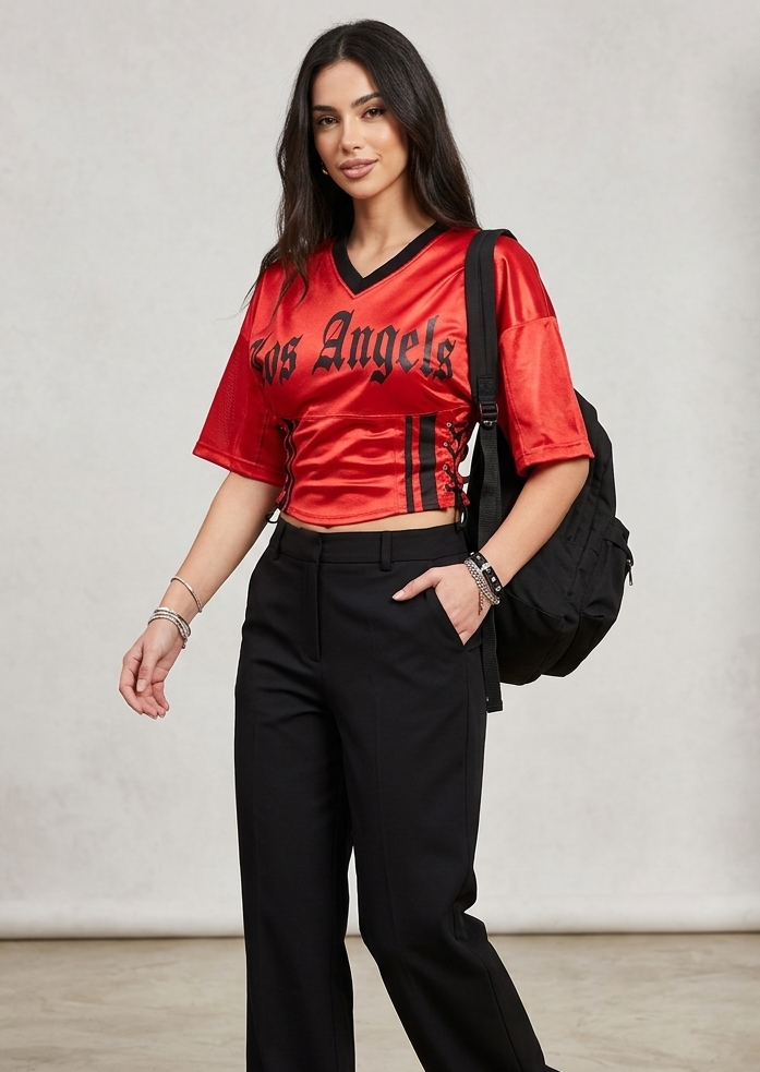 Top Jersey "Los Angeles" – Stile Urban & Glam tg. Unica