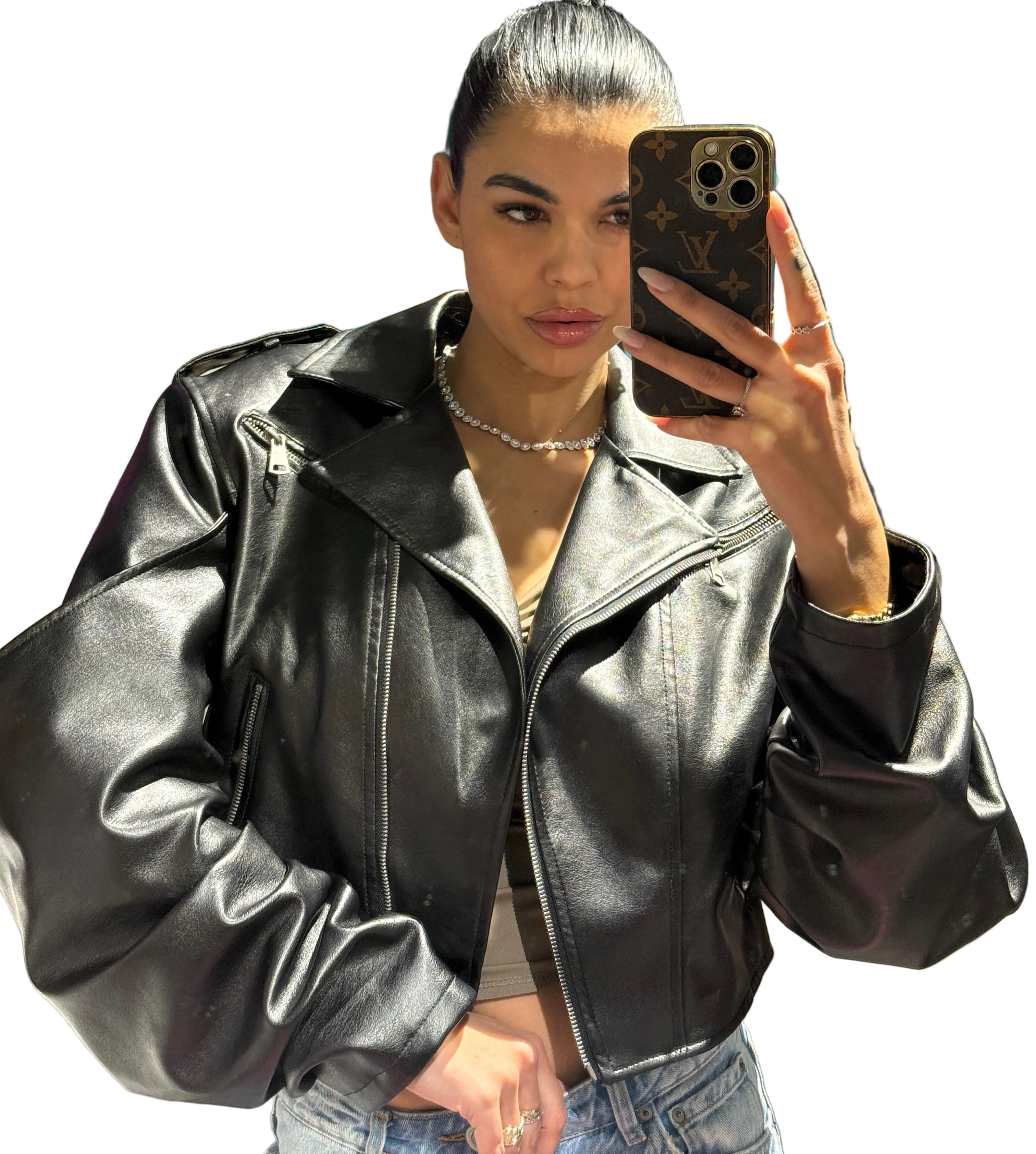 Biker Jacket "Bold Volume" in Ecopelle