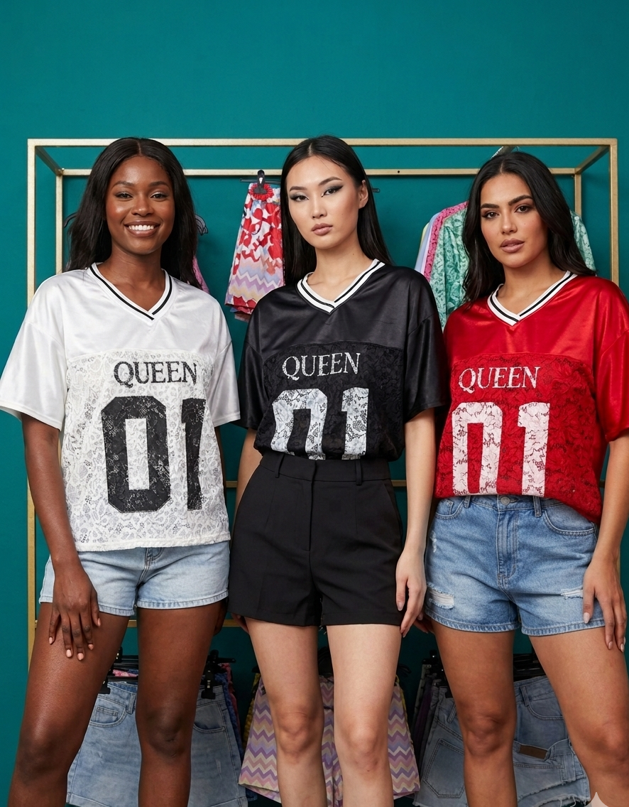 T-shirt Queen in pizzo