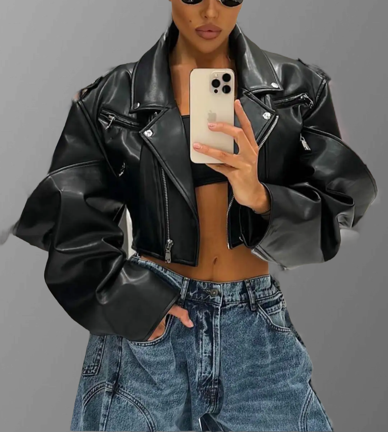 Biker Jacket "Bold Volume" in Ecopelle