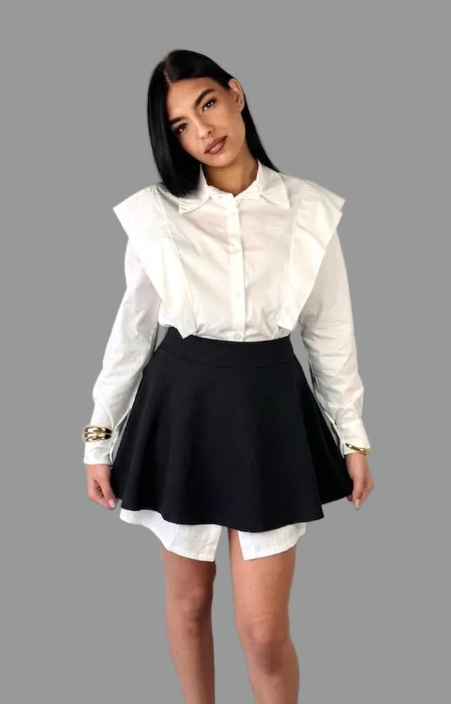 Completo Camicia Ruffle & Gonna a Ruota – Chic & Versatile