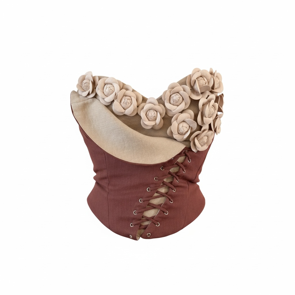 Corsetto "Secret Garden" con Rose 3D e Stringatura Frontale