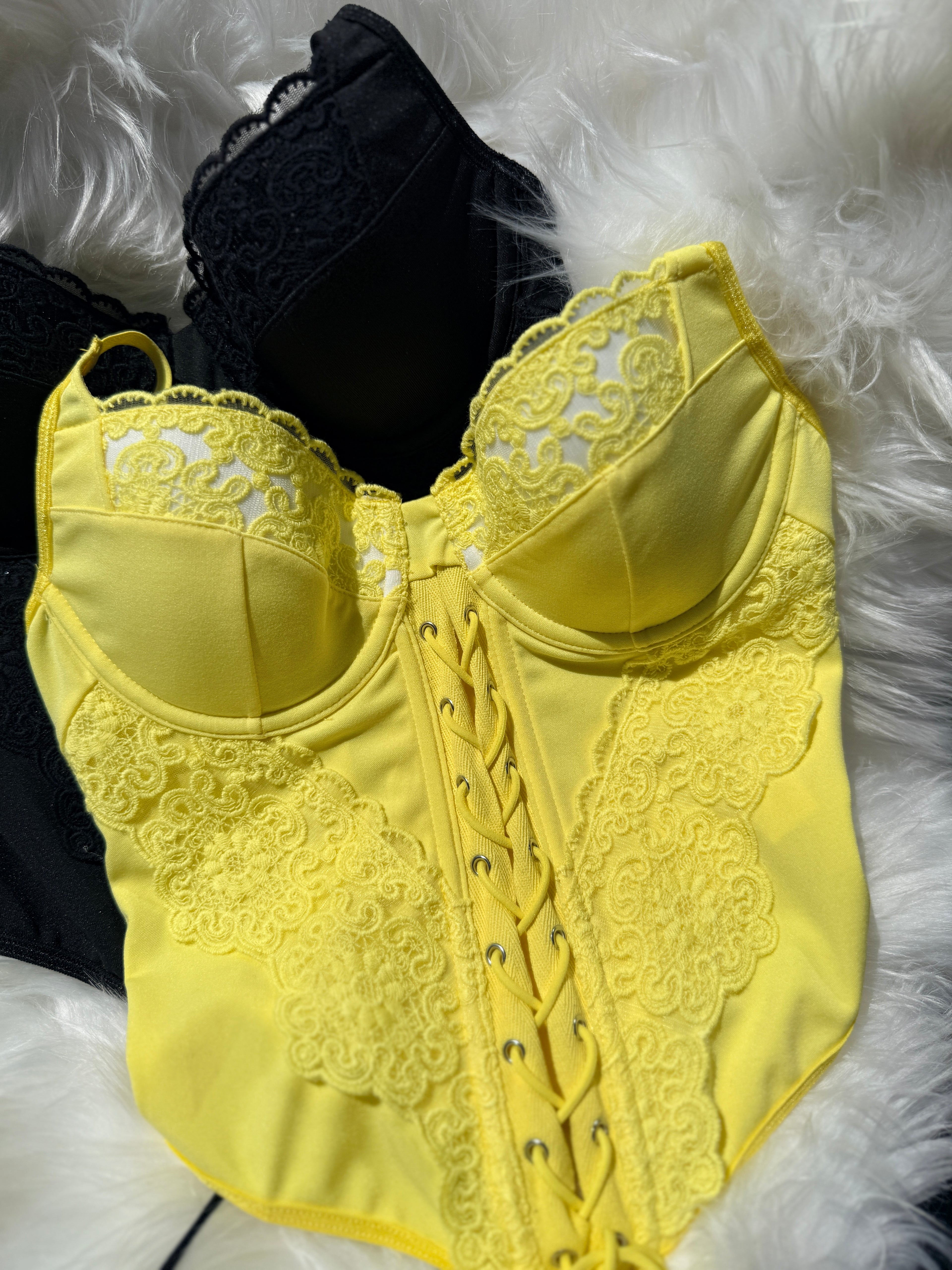 Top Bustier Elegante con Lacci e Dettagli Floreali