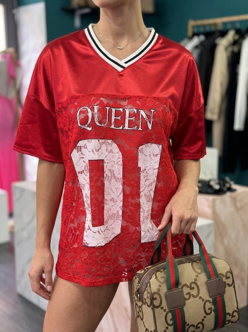 T-shirt Queen in pizzo