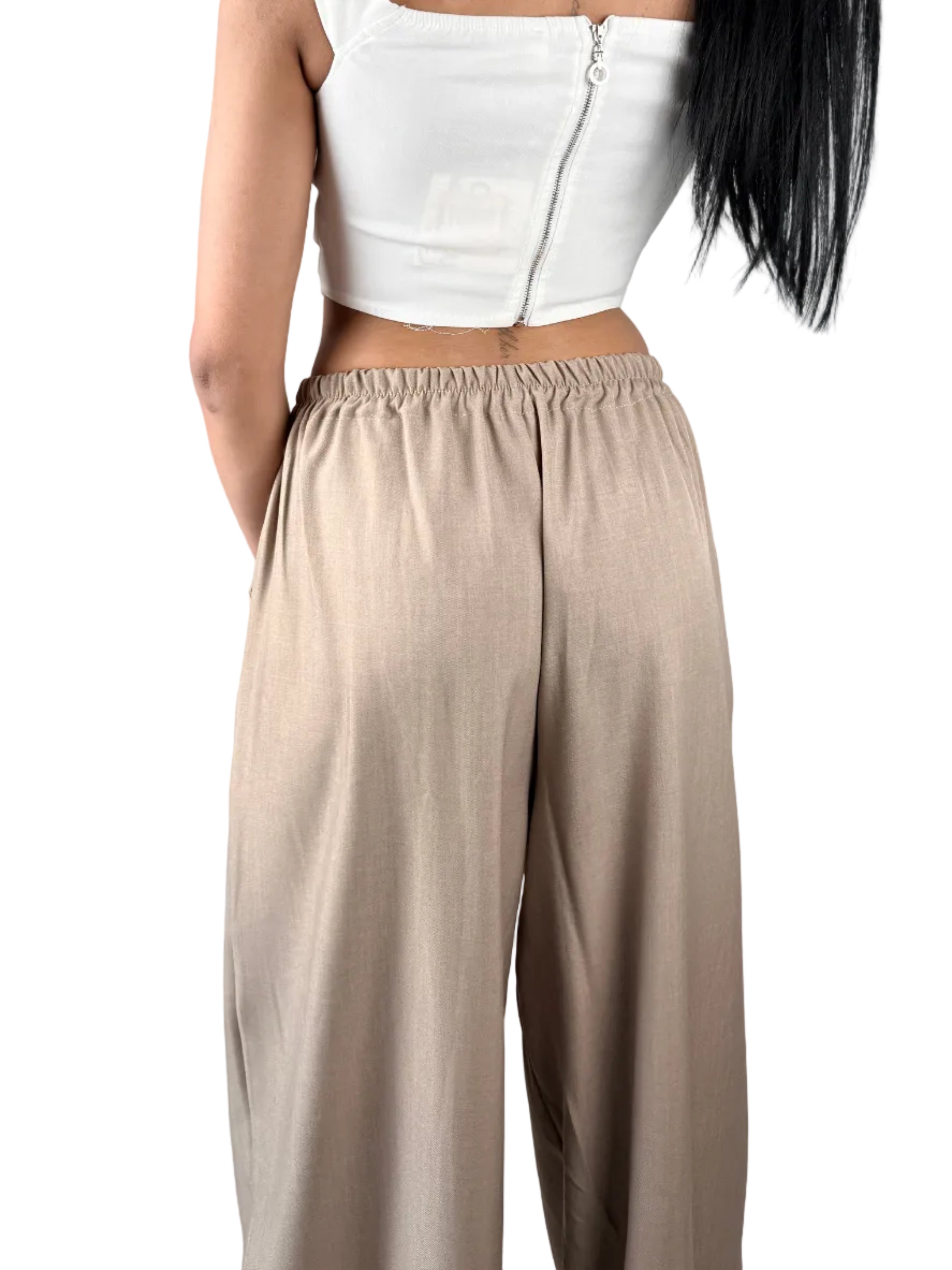 Pantaloni Wide Leg con Vita Asimmetrica – Taglia Unica