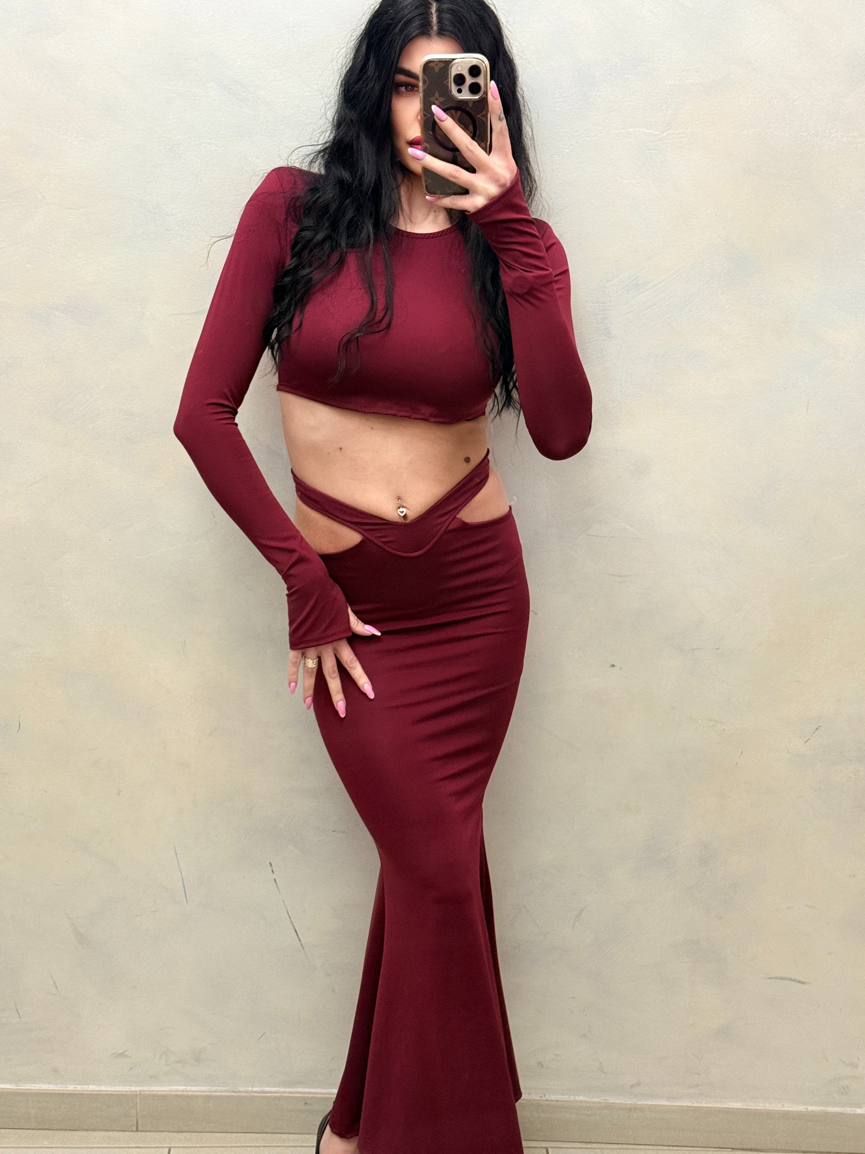 Set Coordinato "Midnight Siren" – Crop Top & Gonna a Sirena