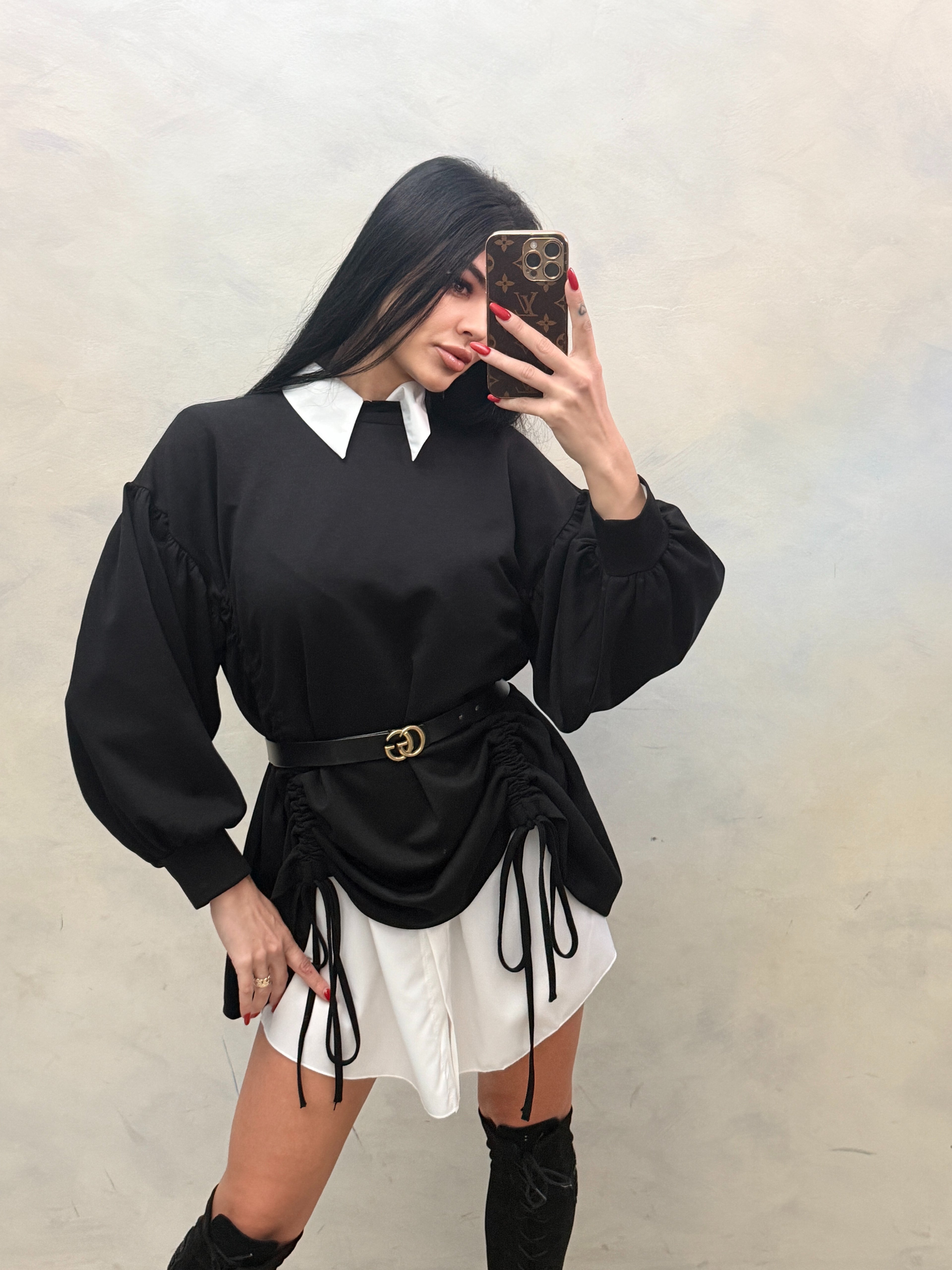 Felpa Lulù – Design Combinato con Arricciature