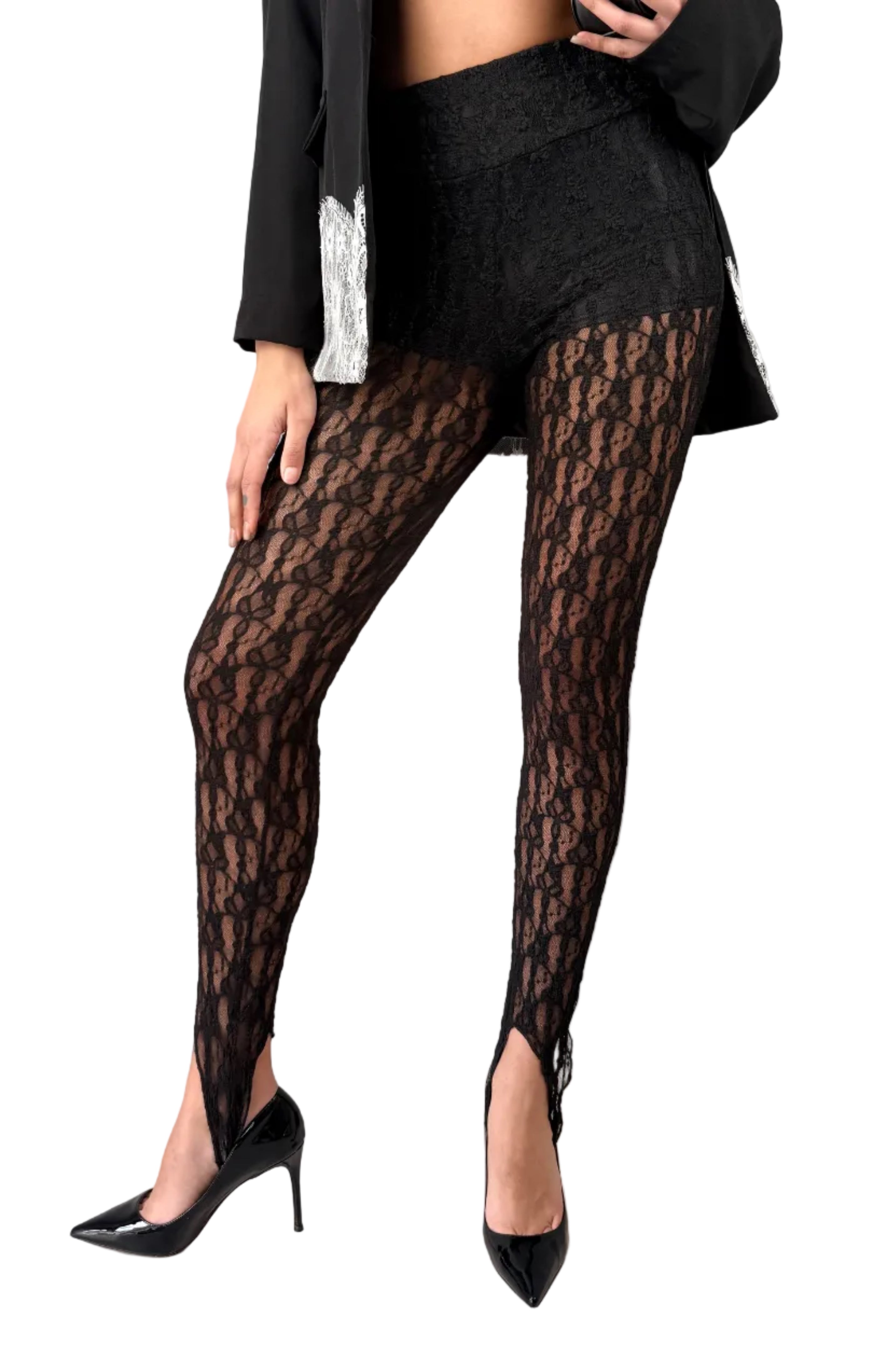 Leggings in Pizzo con Staffa – Eleganza Audace
