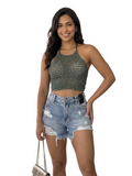 Top Halter in Maglia Lurex – Effetto Glow