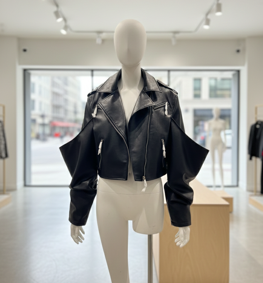 Biker Jacket "Bold Volume" in Ecopelle