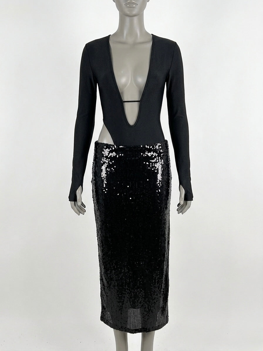 Abito Gala: Body Cut-Out & Gonna Lunga in Paillettes