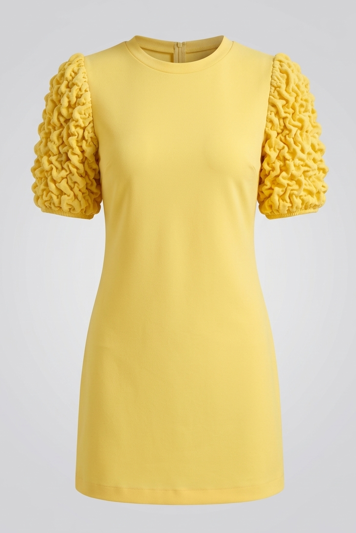 Mini Dress "Yellow Sorbet" – Dettaglio Manica 3D
