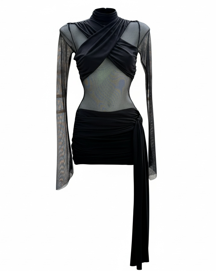 Minidress "Night Out" con Incrocio e Trasparenze