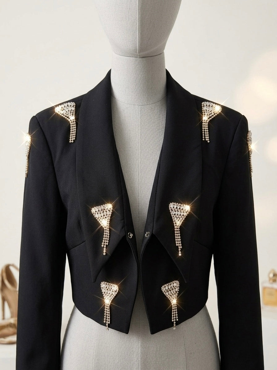 Blazer Cropped "Shine Bright" – Dettagli Crystal