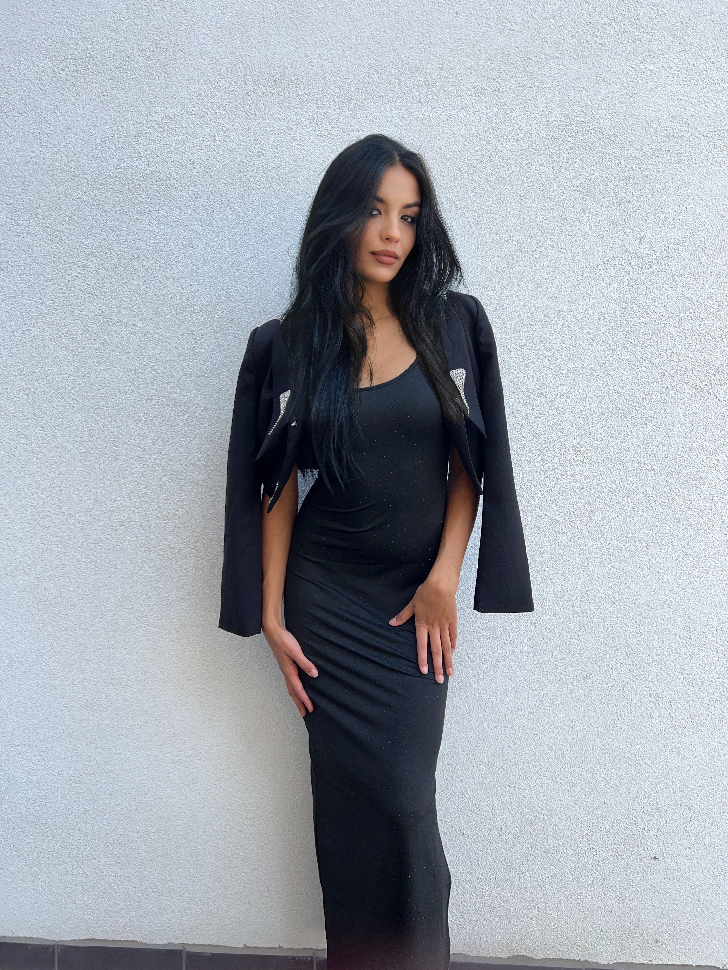 Blazer Cropped "Shine Bright" – Dettagli Crystal