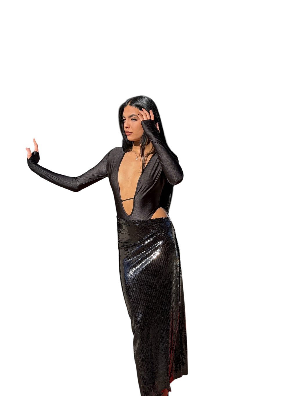 Abito Gala: Body Cut-Out & Gonna Lunga in Paillettes