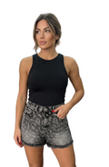 Shorts Denim "Animalier Shine" – Nero Lavato con Strass