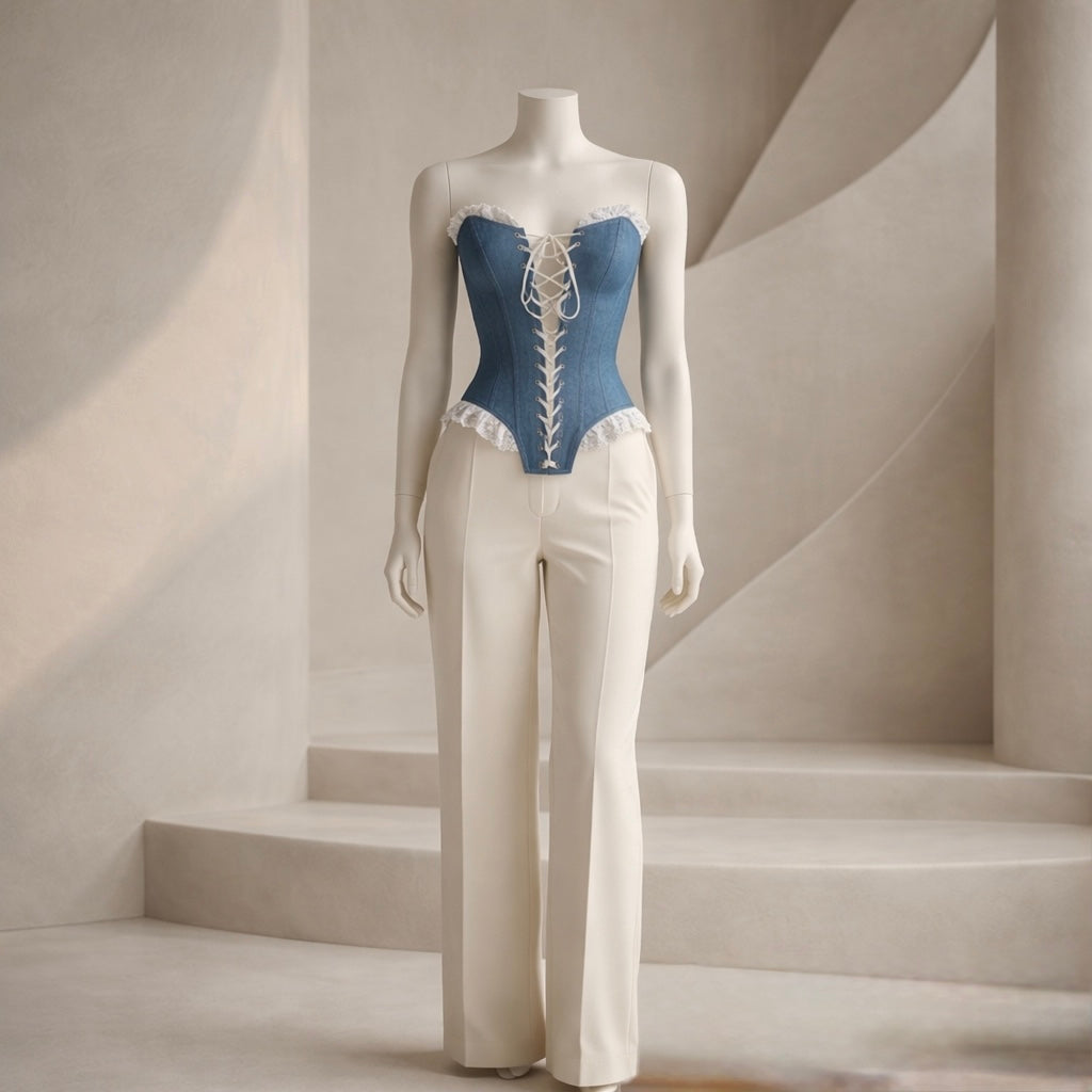 Corsetto Bustier con Finiture in Pizzo