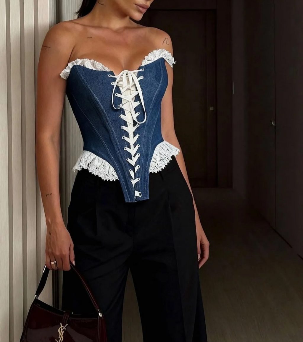 Corsetto Bustier con Finiture in Pizzo