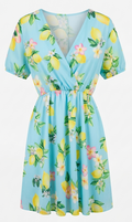 Mini Dress "Capri Breeze" – Stampa Limoni & Fiori