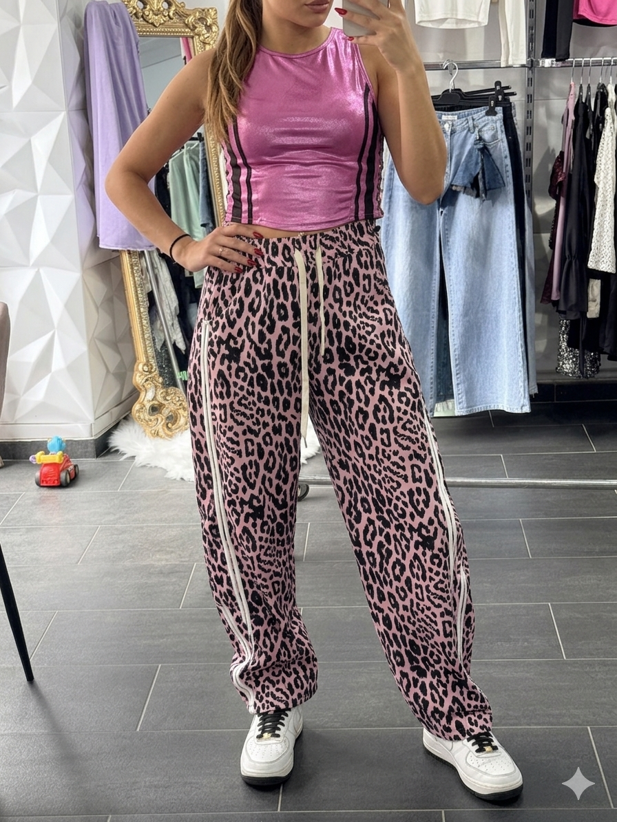 Pantaloni Wide Leg Animalier - Taglia Unica