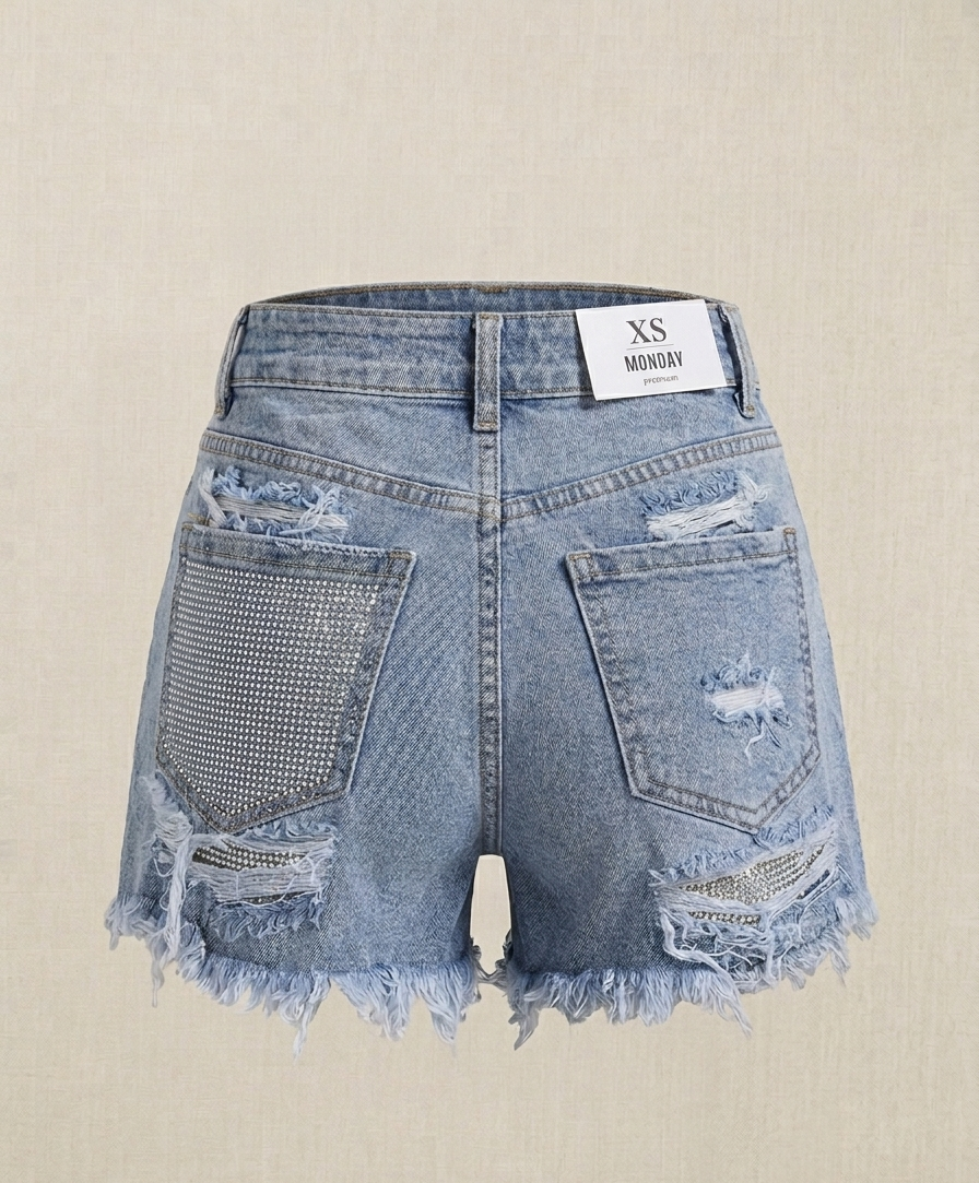 Shorts in Denim Luxury Edition – Dettagli in Strass