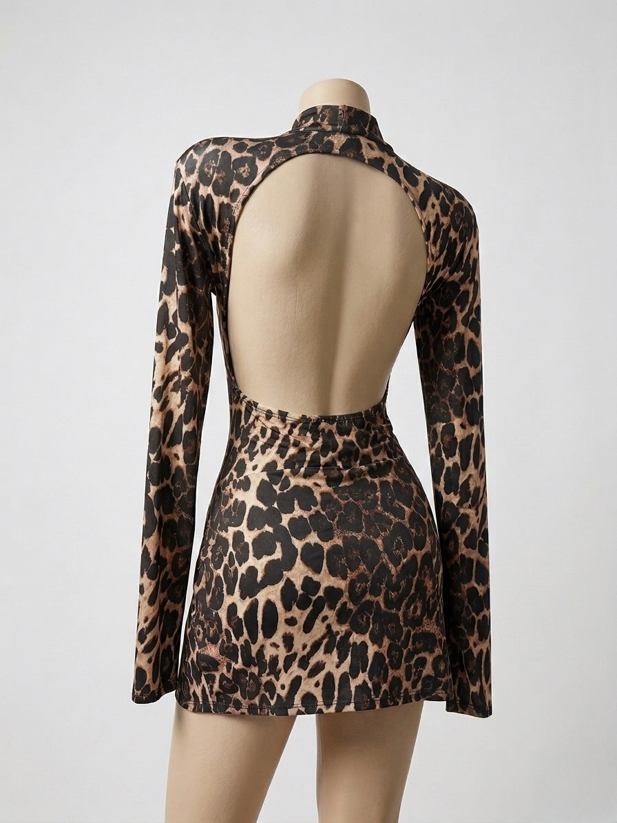 Abito Mini Cut-Out a Schiena Scoperta – Leopard Vibes