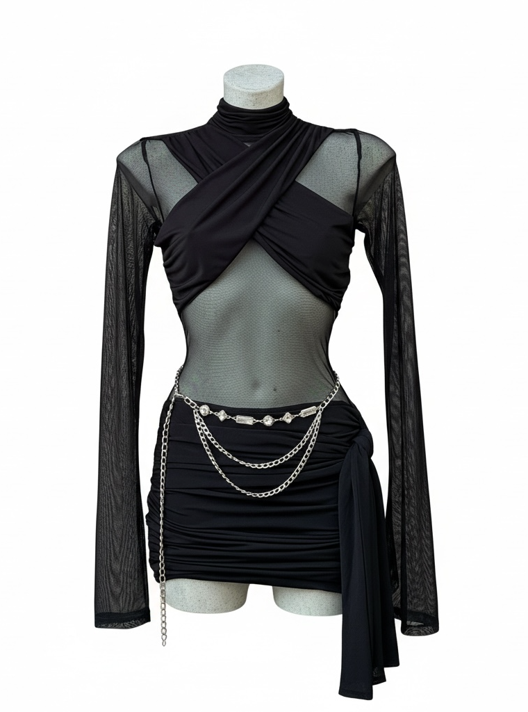 Minidress "Night Out" con Incrocio e Trasparenze